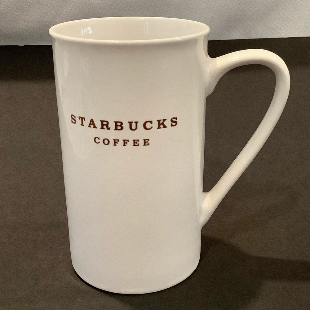 Tall Starbucks coffee mug